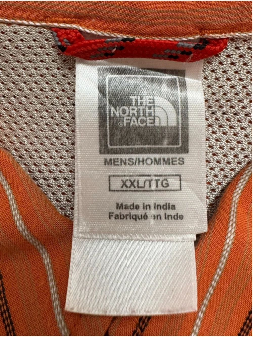 The North Face Button Up Shirt Mens XXL Orange Striped Hiking Travel Camp